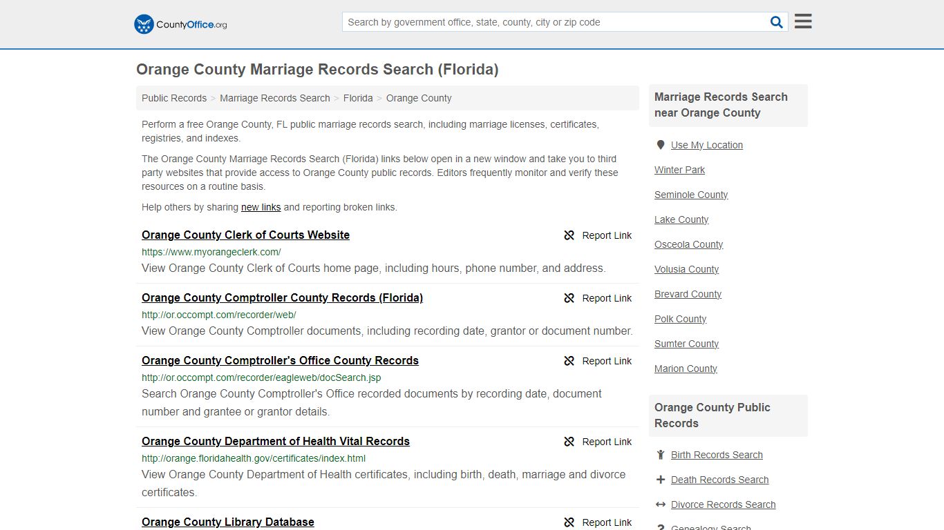 Orange County Marriage Records Search (Florida) - County Office